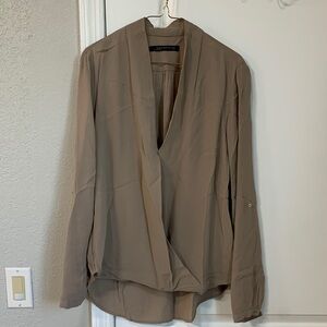 Zara Beige Wrap Blouse
